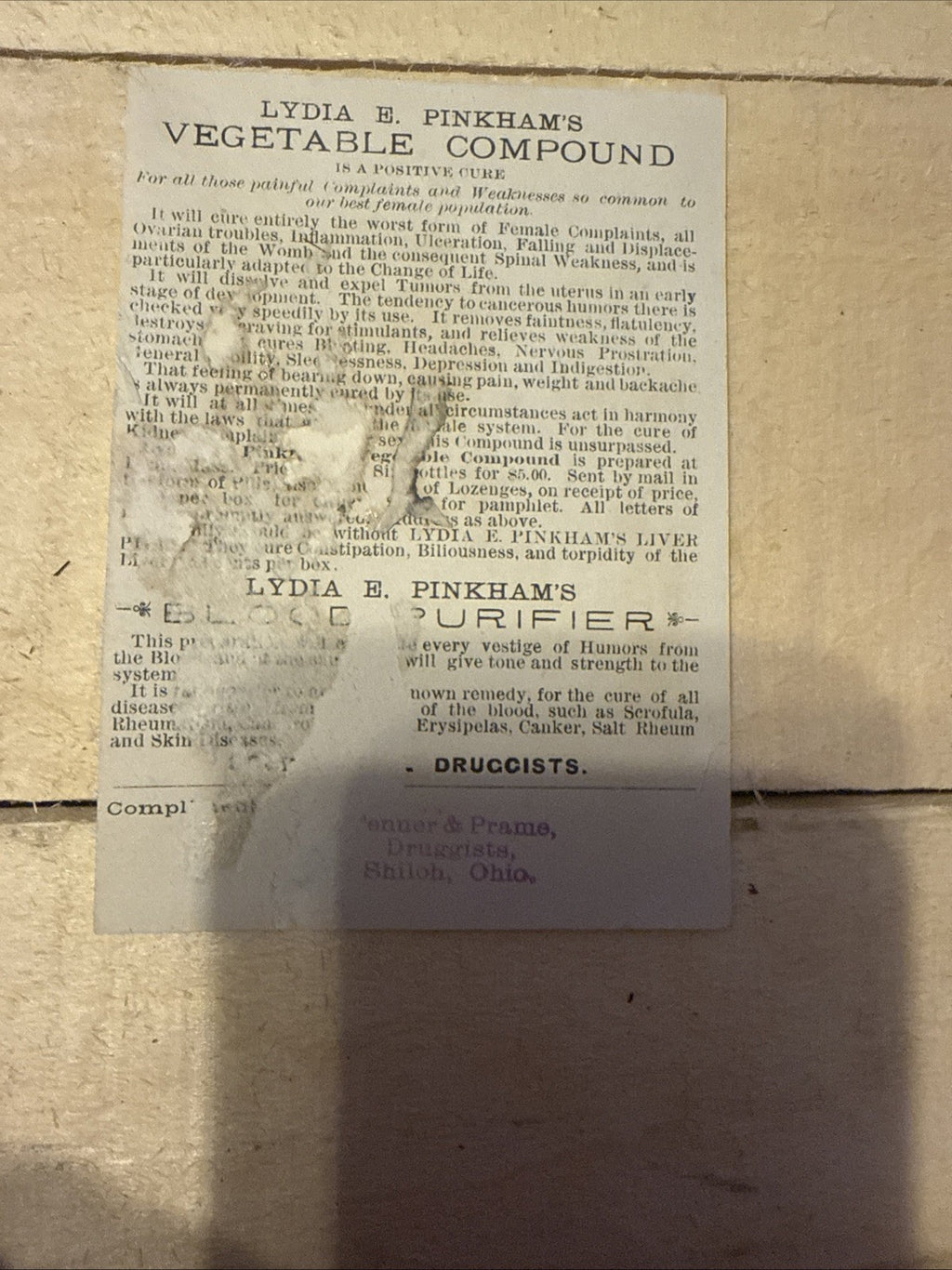 Vintage Lydia Pinkham’s Vegetable Compound Trade Card – Original Pharmacist Adve — image 2